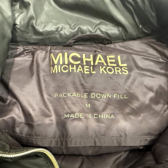 Michael Kors Down Puffer Jacket Packable Quilted Down Khaki Women' Sz Med - Picture 8 of 13